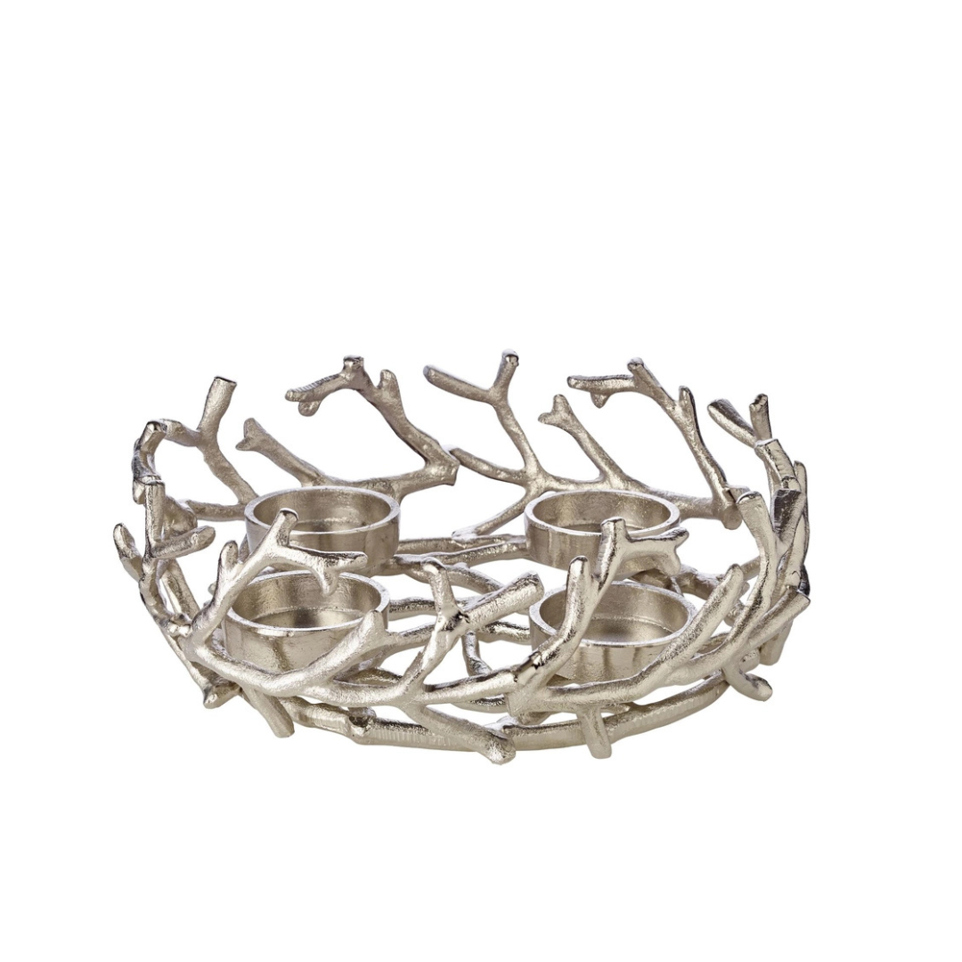 Adventskranz Porus - Geweih-Design - Aluminium vernickelt