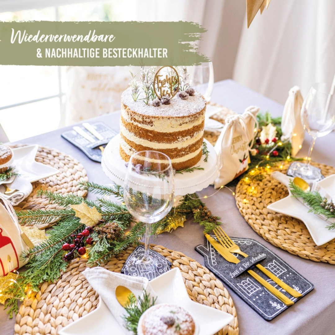 Filz Besteckhalter Set 4 Lebkuchenhaus