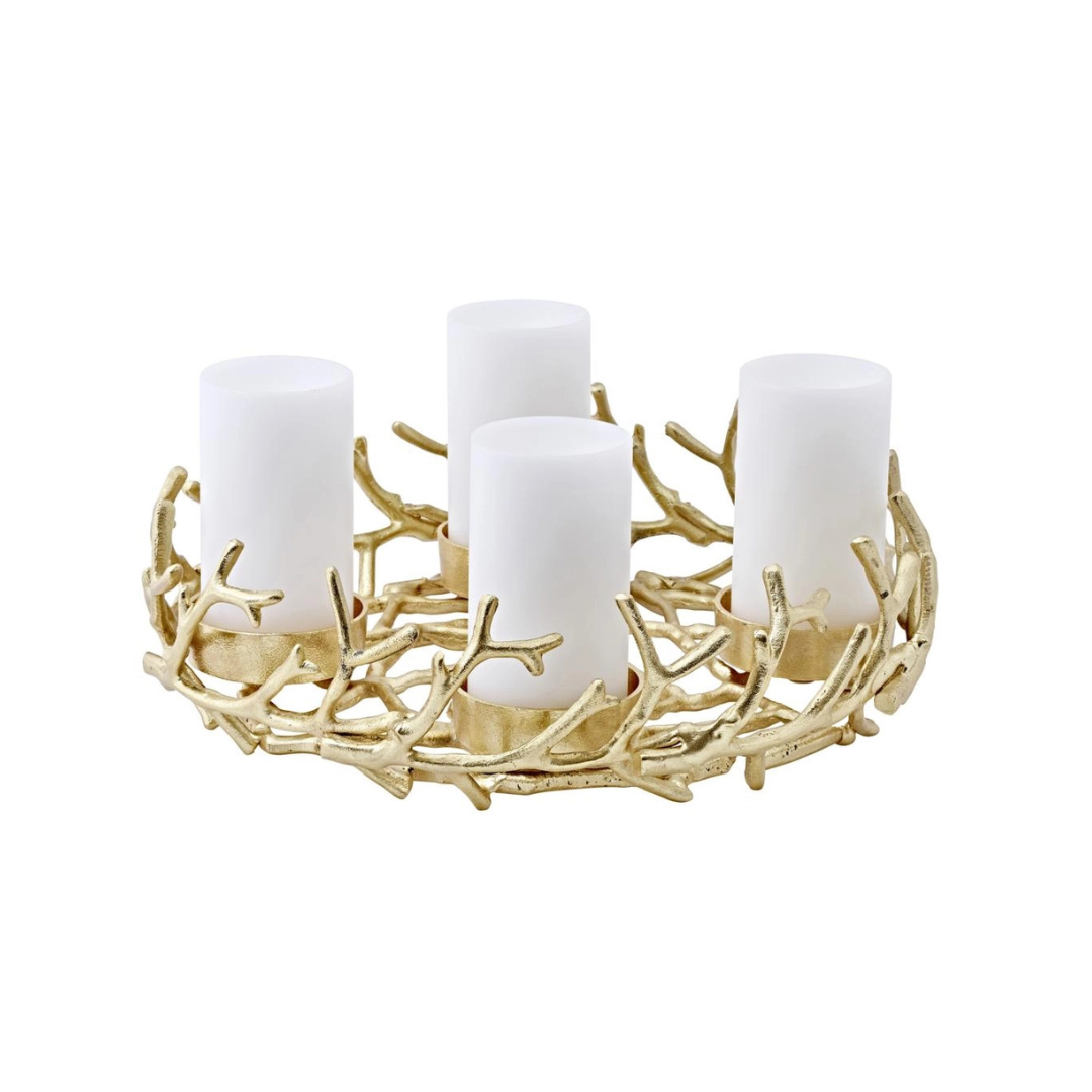 Adventskranz Porus - Geweih-design- Aluminium Goldfarben