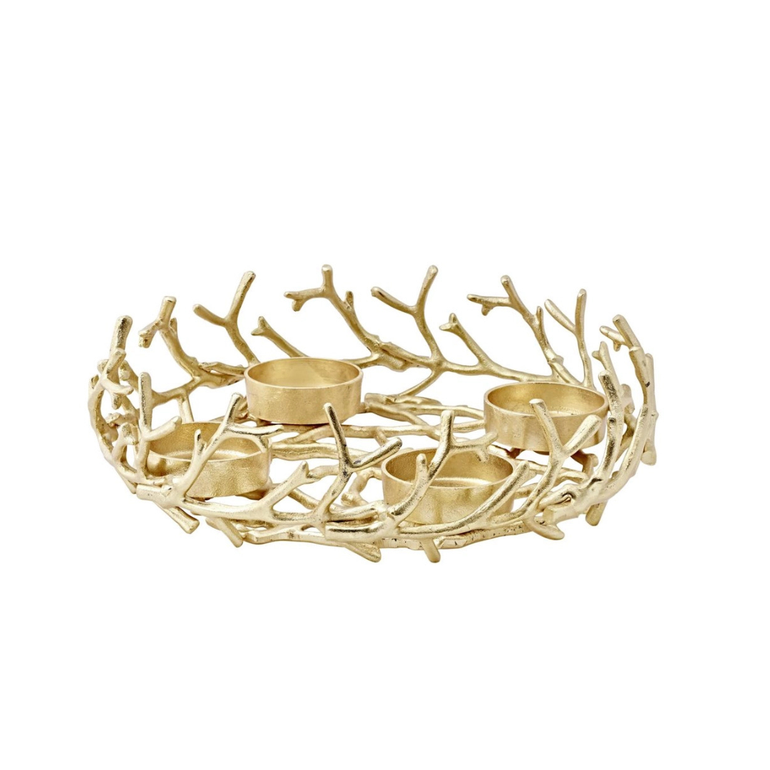 Adventskranz Porus - Geweih-design- Aluminium Goldfarben