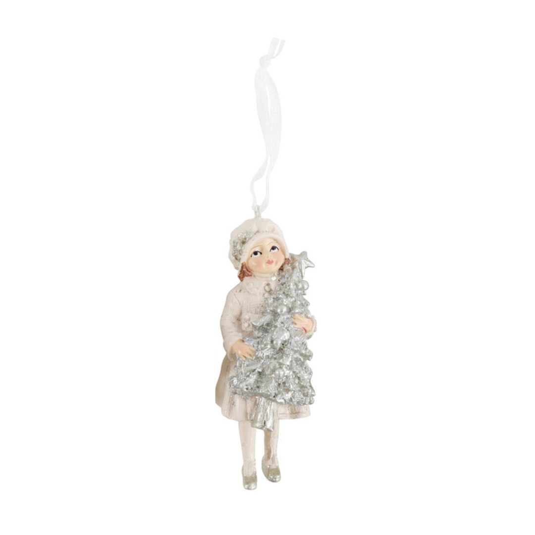 Anhänger "Nostalgiemädchen" mit Tannenbaum