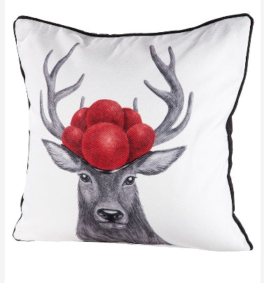 Kissen, quadratisch, Bollenhutmotiv, Hirschmotiv