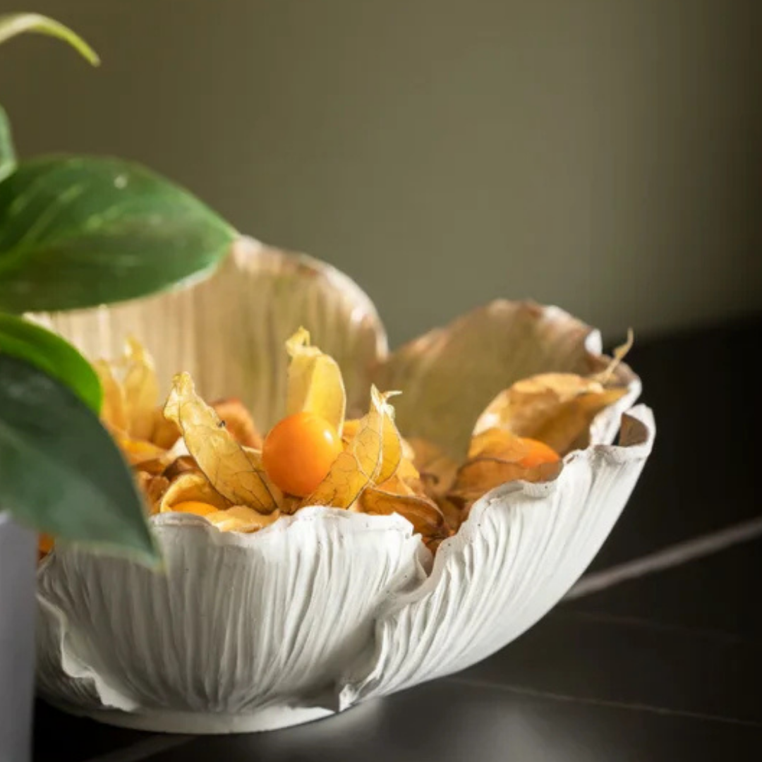 Deko Schale Flower Bloom Creme Gold Ø20cm -KARE