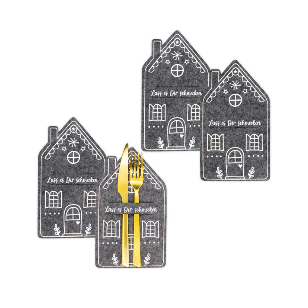 Filz Besteckhalter Set 4 Lebkuchenhaus