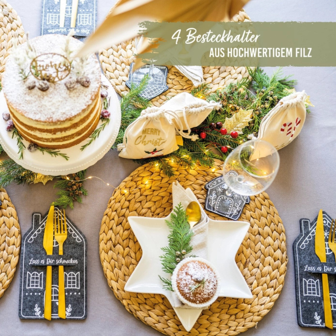 Filz Besteckhalter Set 4 Lebkuchenhaus