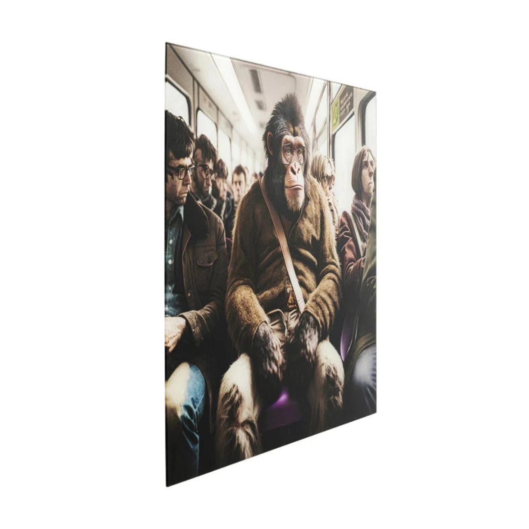 Glasbild Commuter Monkey 60x60cm