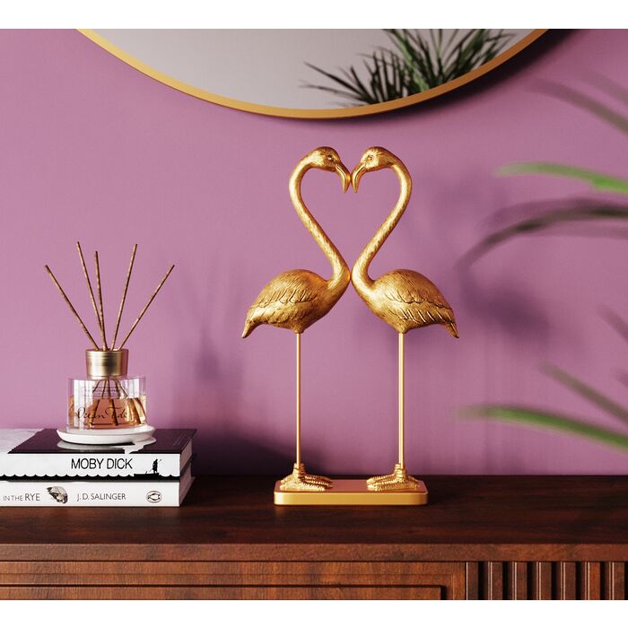 Deko Figur Flamingo Love Gold 39cm-KARE