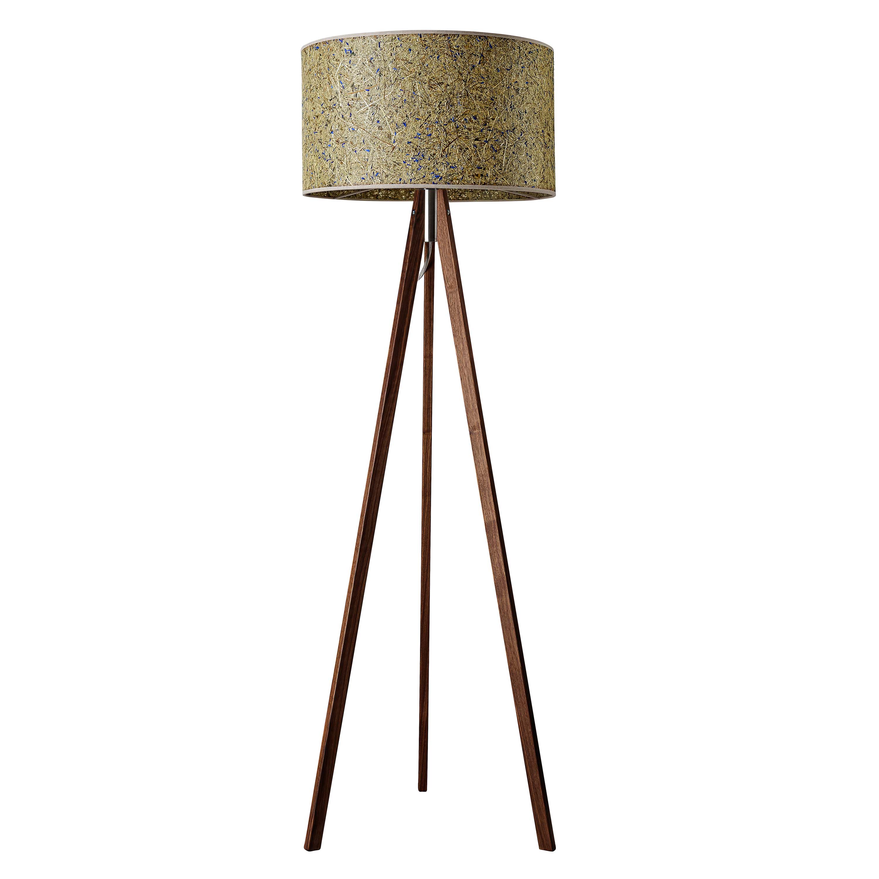 Stehlampe Ligno Kornblume - Fuß Nussbaum - Dreibeinstehleuchte - LeuchtNatur