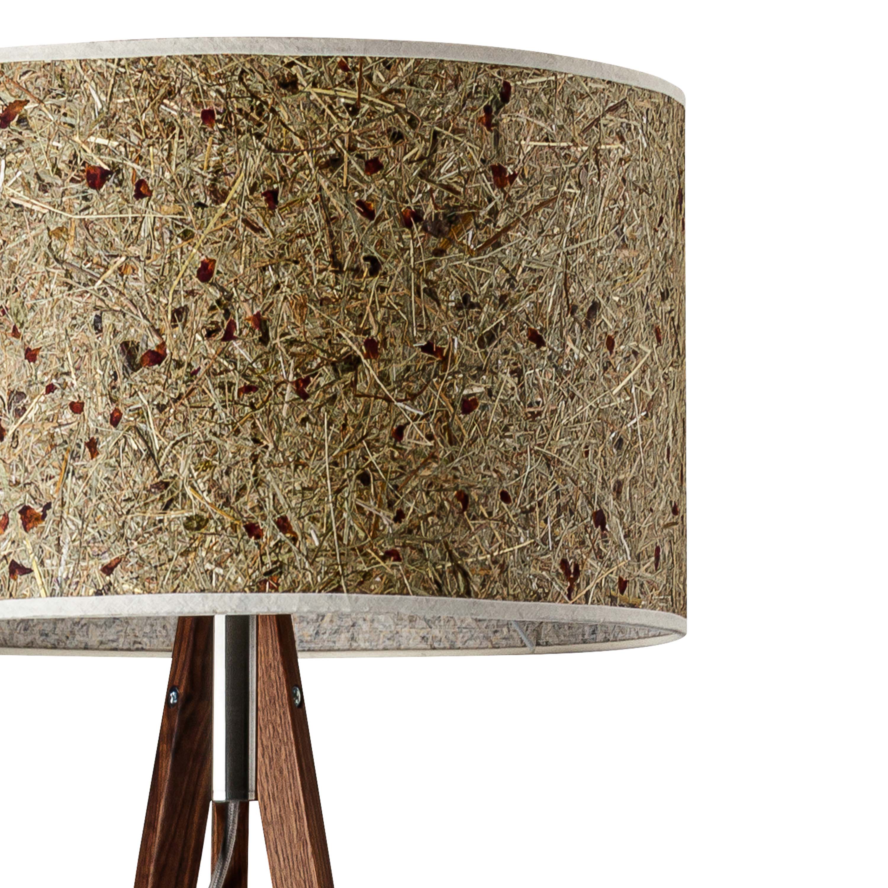 Stehlampe Ligno Rosenblüte - Fuß Nussbaum - Dreibeinstehleuchte - LeuchtNatur