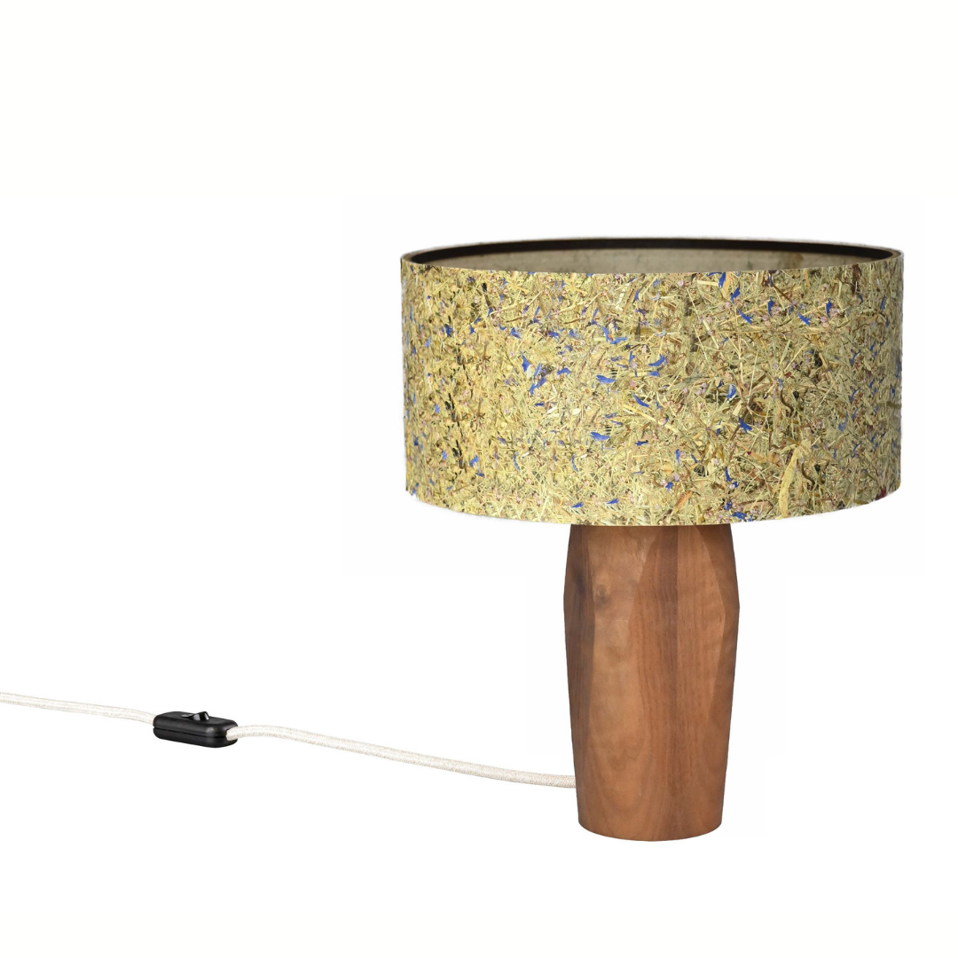 Nachttischlampe Pura Kornblume Nussbaum - Leuchtnatur