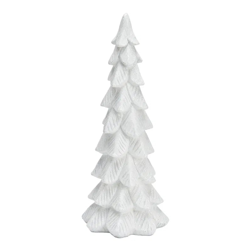 Tannenbaum mit Glitter aus Poly weiß