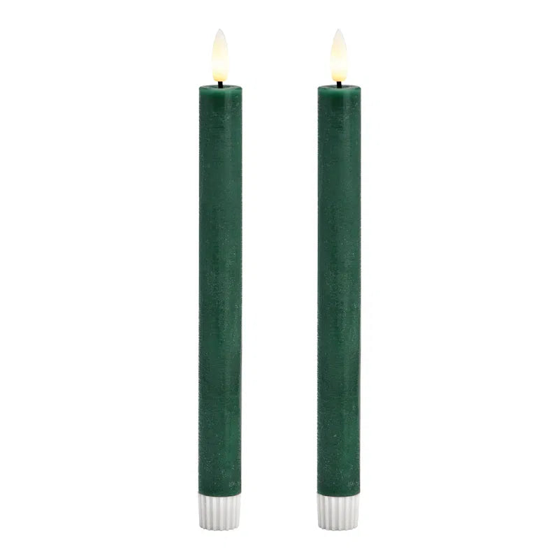 LED Stabkerzen Set 2-er Set, aus Wachs grün