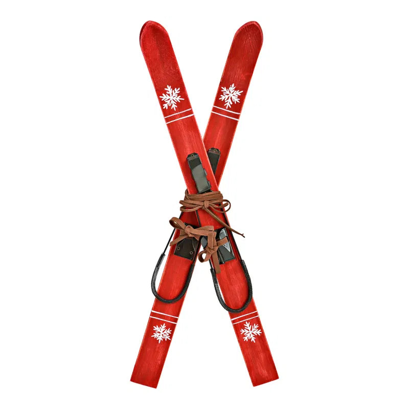 Deko Skier aus Holz, Rot
