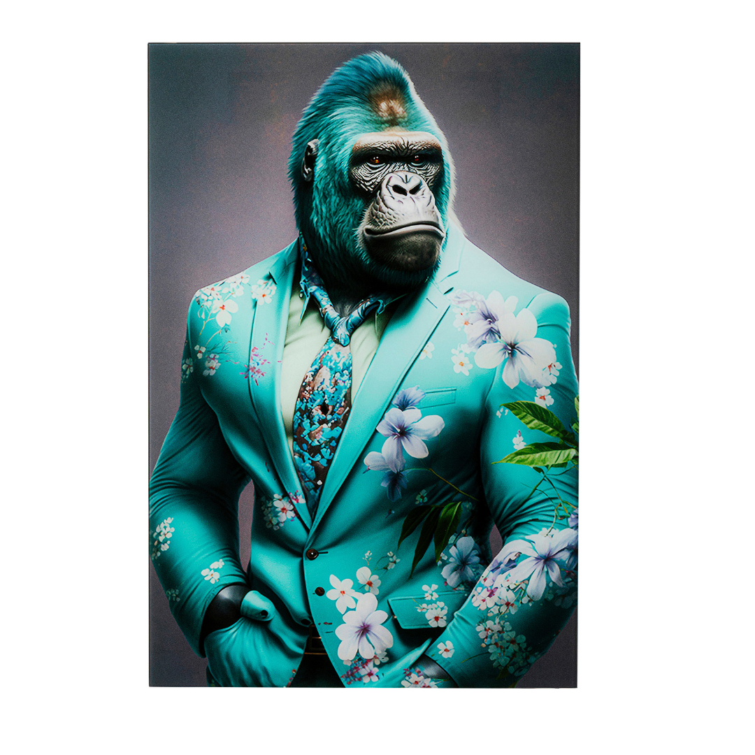 Glasbild Mister Gorilla Blau 60x90cm-KARE