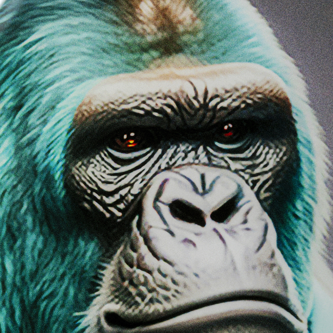 Glasbild Mister Gorilla Blau 60x90cm-KARE