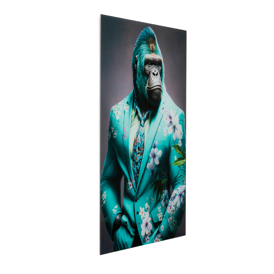 Glasbild Mister Gorilla Blau 60x90cm-KARE