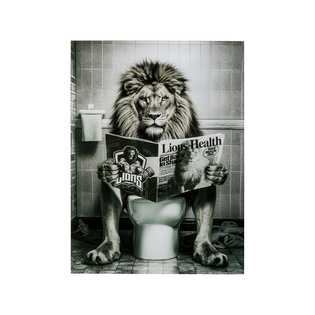 Glasbild Bath Lion 60x80cm-KARE