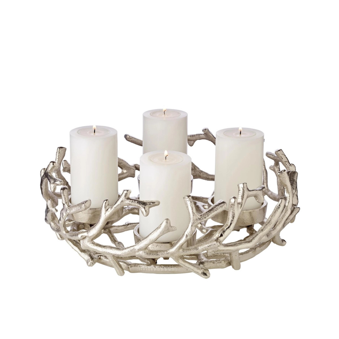 Adventskranz Porus - Geweih-Design - Aluminium vernickelt