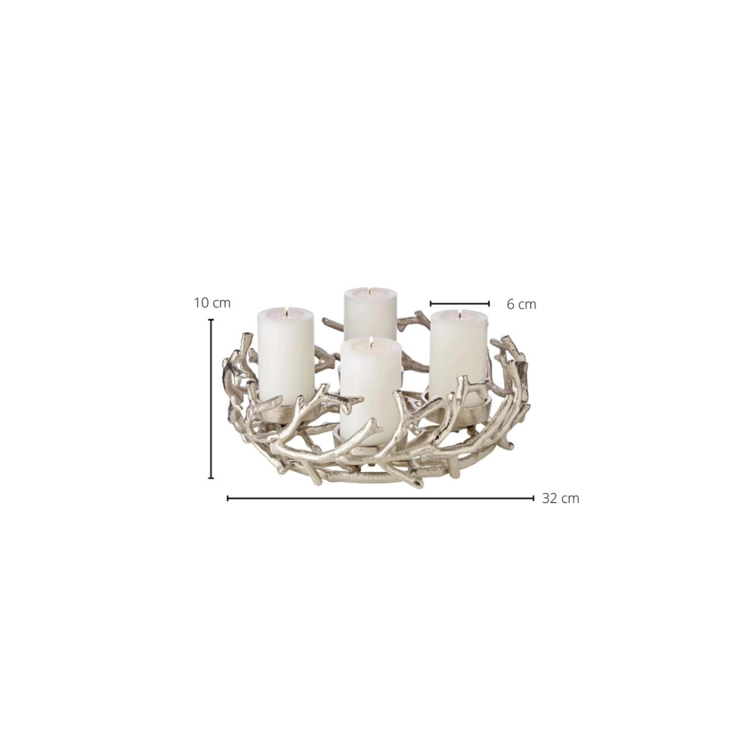 Adventskranz Porus - Geweih-Design - Aluminium vernickelt