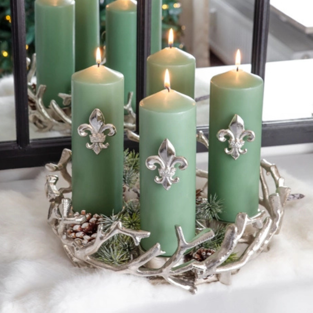 Adventskranz Porus - Geweih-Design - Aluminium vernickelt
