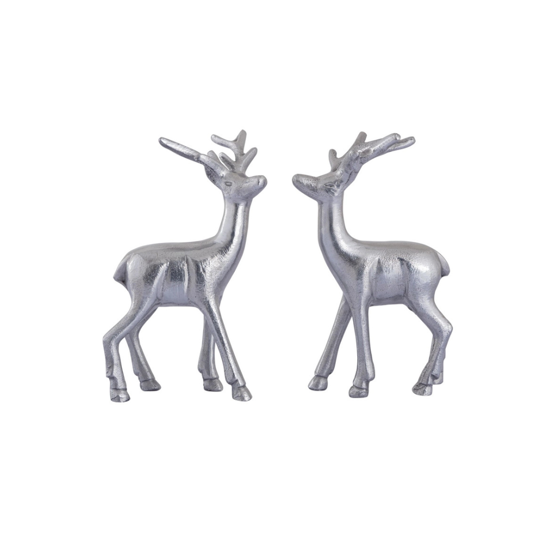 Deko Figur 2er Set Hirsch Tischdekoration Tierfigur silber