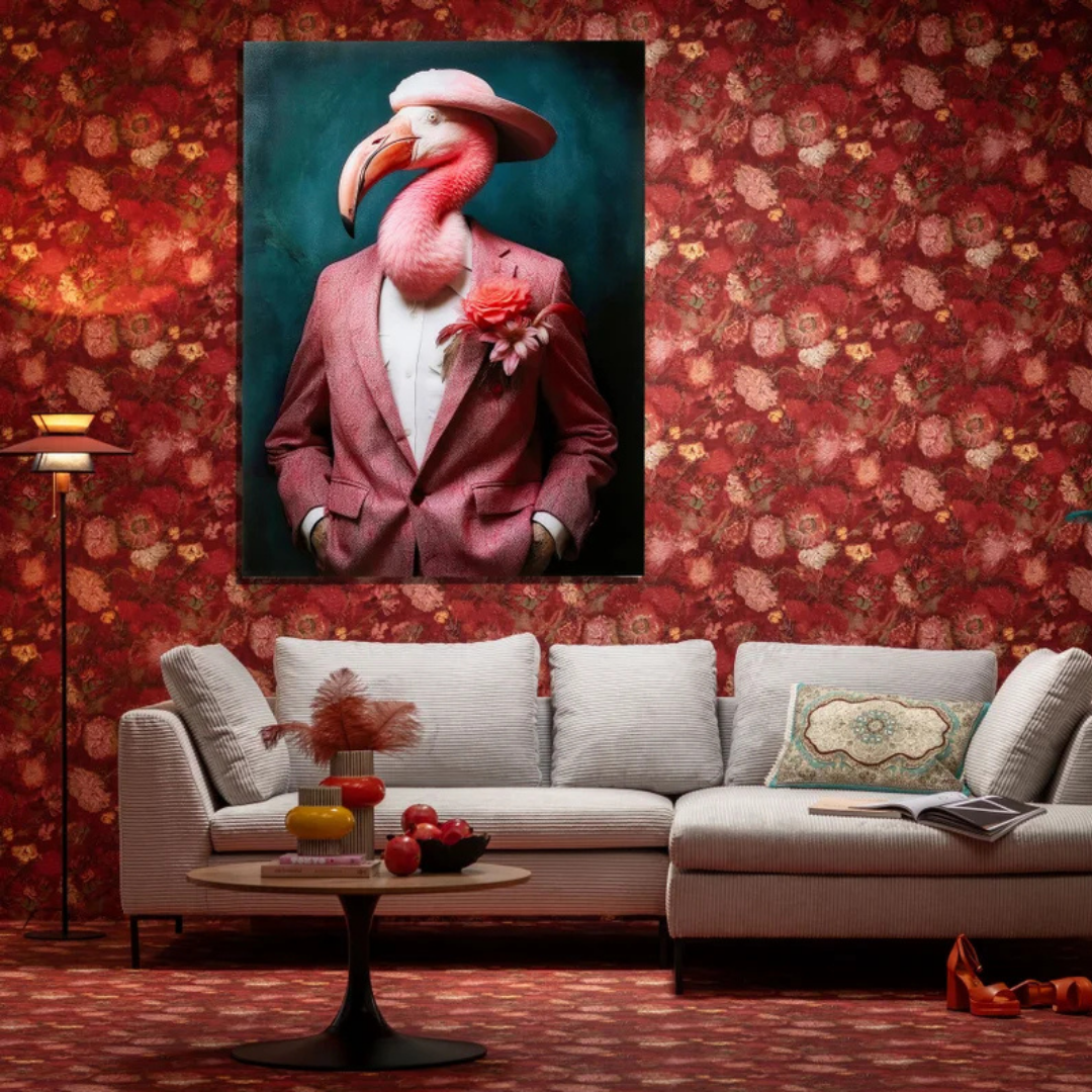 Glasbild Mister Flamingo 120x160cm