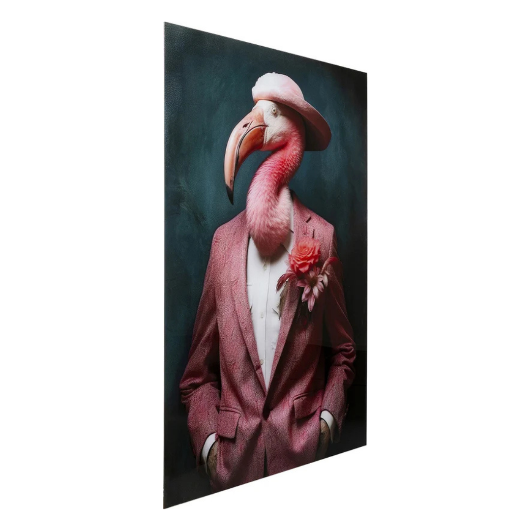 Glasbild Mister Flamingo 120x160cm