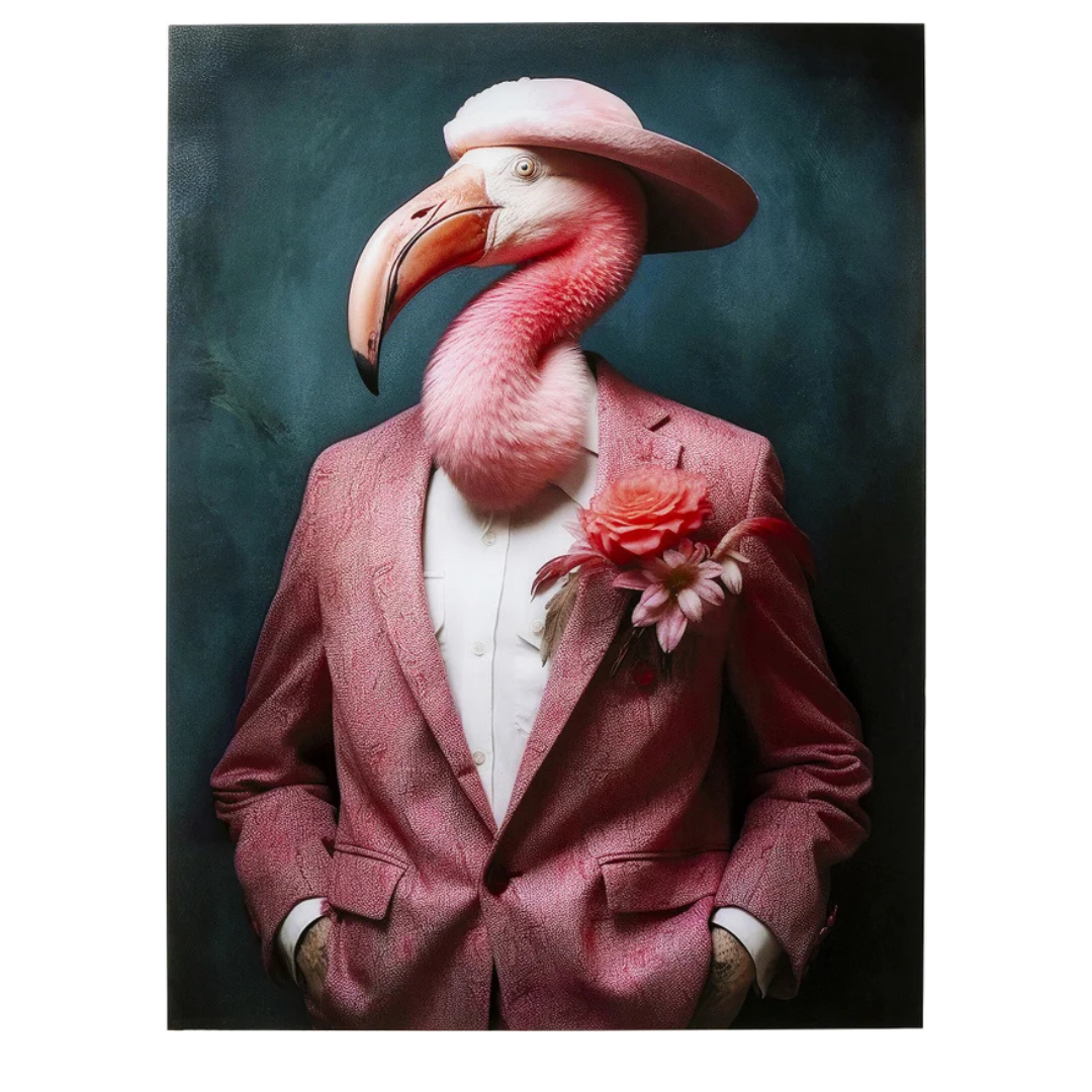 Glasbild Mister Flamingo 120x160cm