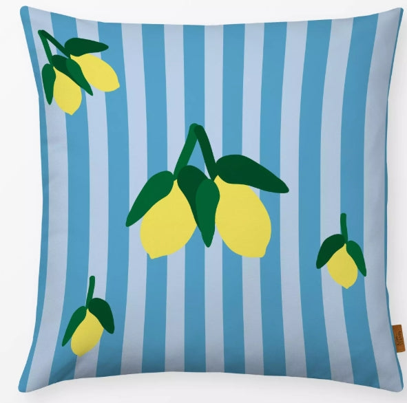 Zitronen auf blauen Streifen - textilwerk